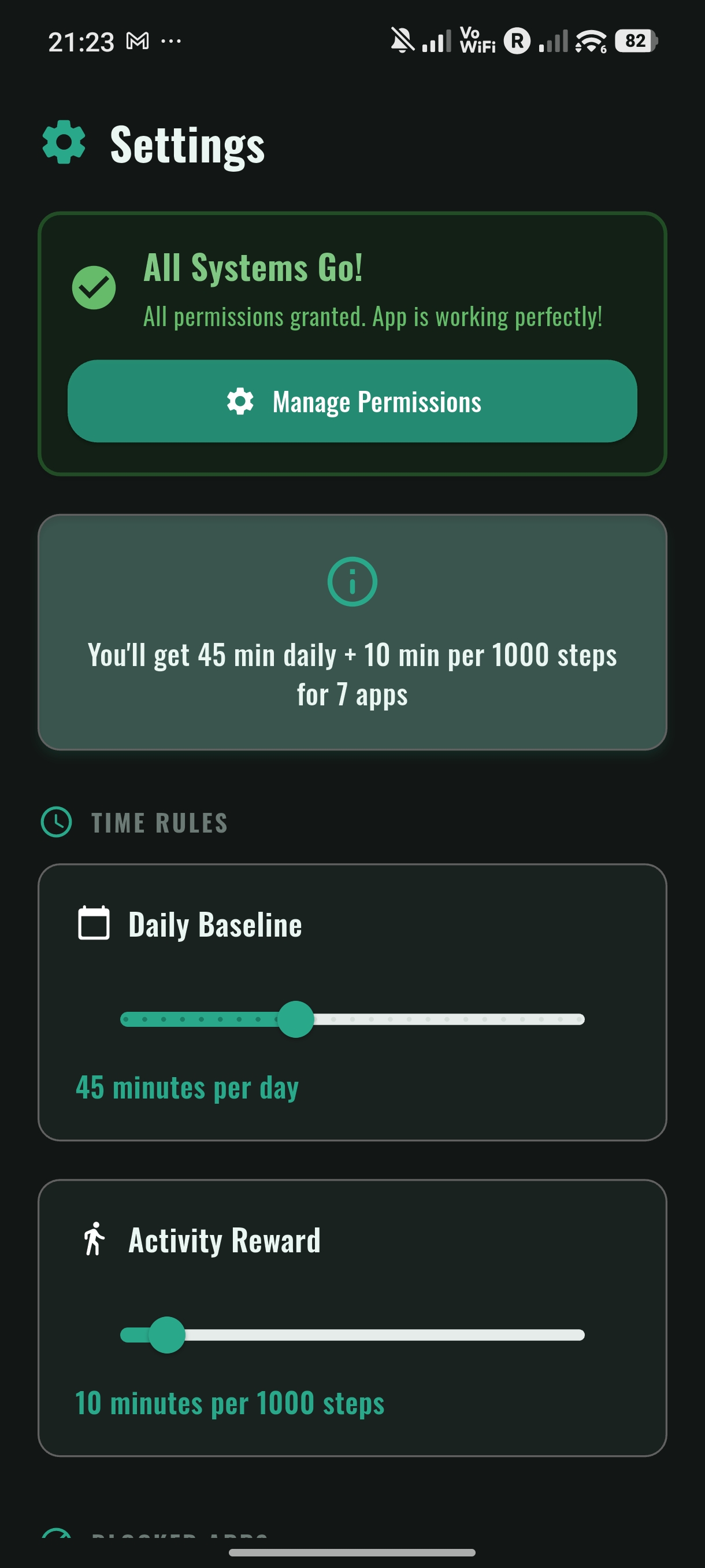 Configuration screen